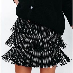 Pink Lily Black Fringe Skirt - Medium (Worn once)